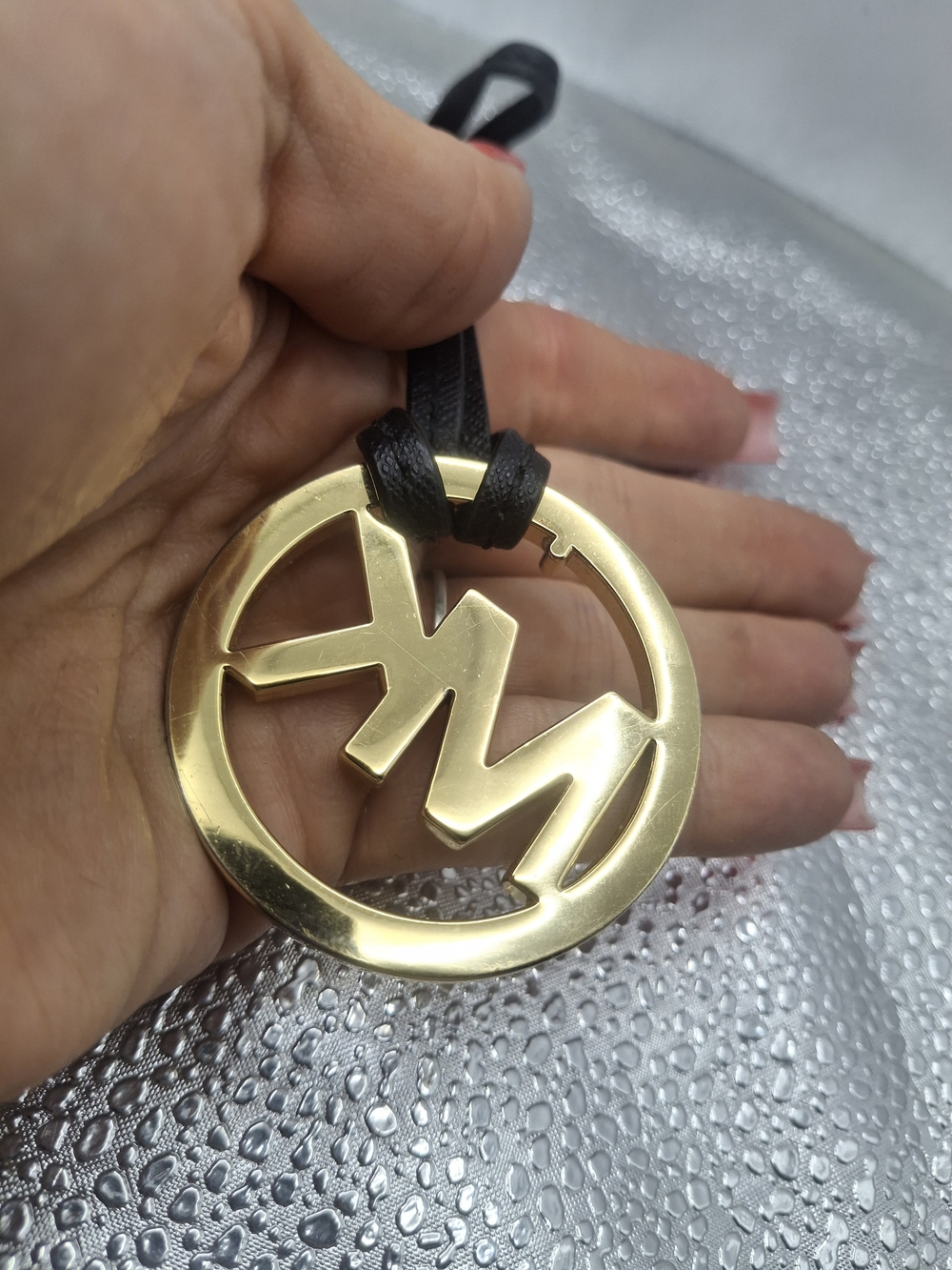 Michael Kors Gold MK Logo Keychain with Black Strap / Spare Purse Charm - Picture 6 of 8